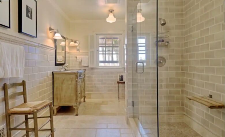 Spa-like master bathroom with tiled shower