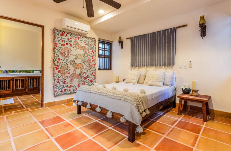 Home Exchange in Tulum, Mexico master suite with high ceilings