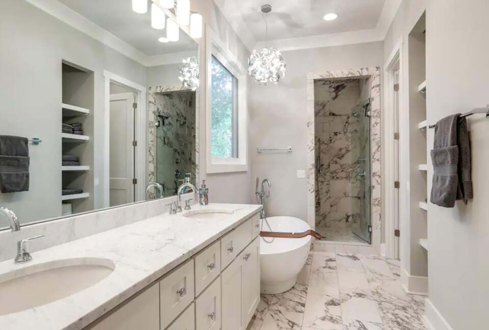 Spa-like master bathroom with soaker tub