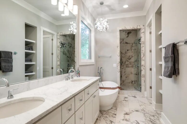 Spa-like master bathroom with soaker tub
