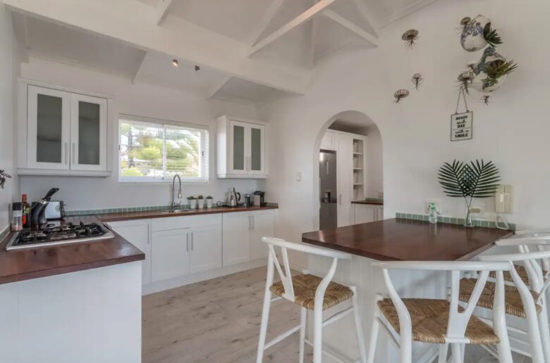 Open kitchen with eat-in bar