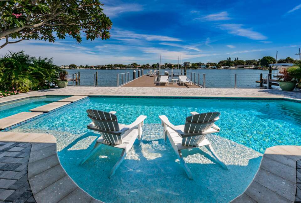 Waterfront paradise with a pool