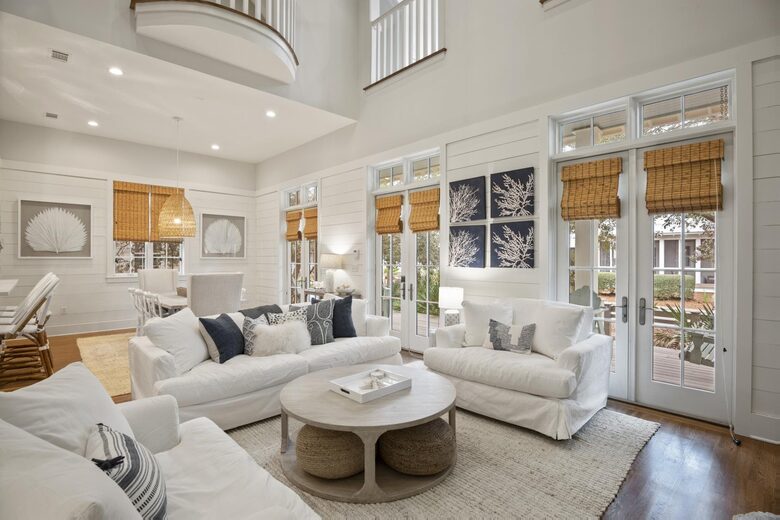 Open living room to kitchen and dining