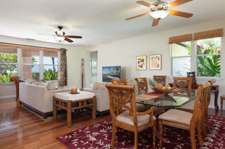 Open living room to dining