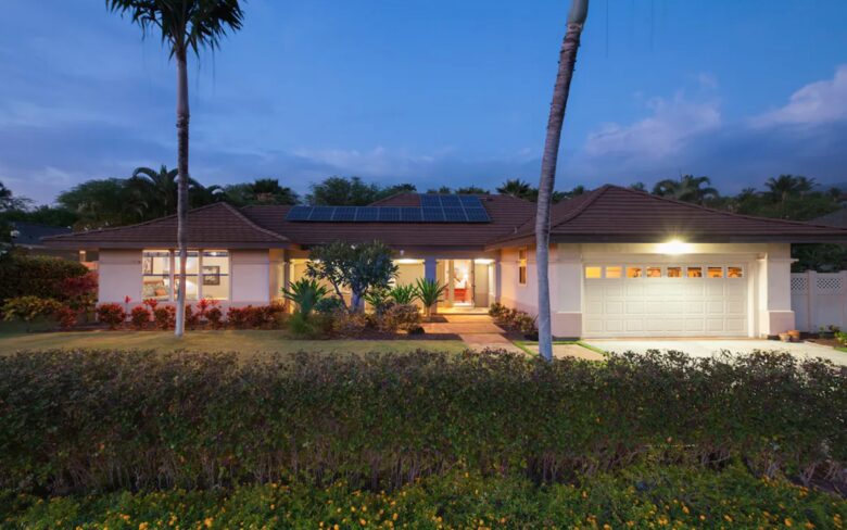 Hawaiian paradise exterior night view