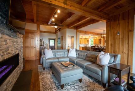 Home Exchange in Fairway, NC, plush sectional perfect for movie night