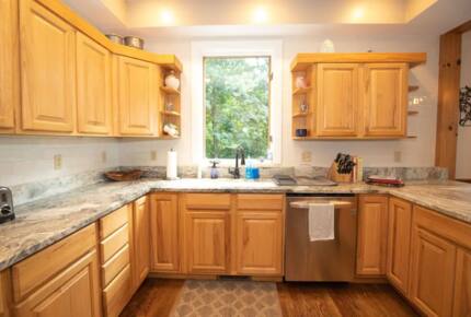 Home Exchange in Fairway, NC, wash the dishes with a view