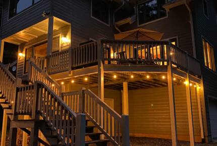 Home Exchange in Fairview, NC, lights on the patio