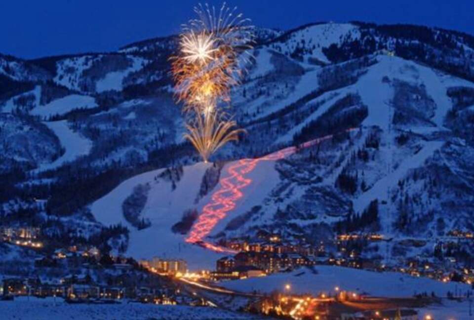 Steamboat ski run at night