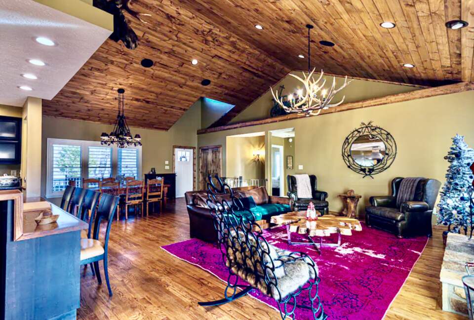 Open living room to kitchen