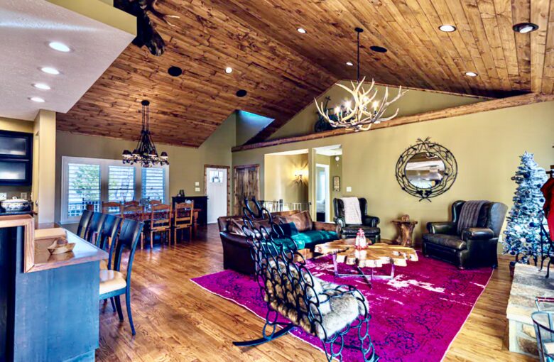 Open living room to kitchen