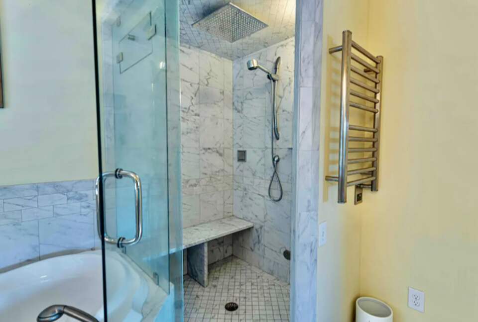 Walk-in shower with bench