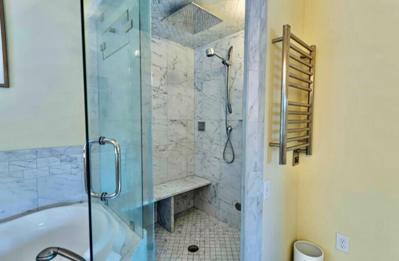Walk-in shower with bench