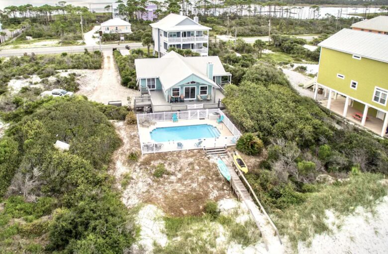 Ariel view of property