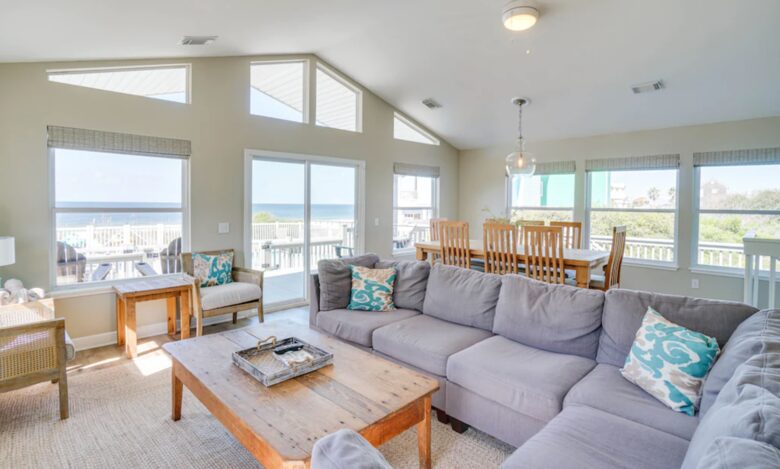 Open living space with ocean views