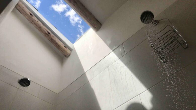 Home Exchange in Urubamba, Cusco, Peru, skylight in the shower