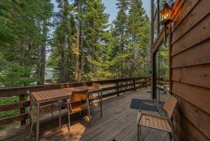 Home Exchange in Tahoma, CA, outdoor deck with dining table