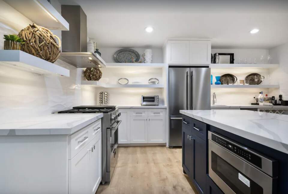 Stunning kitchen with granite countertops and island