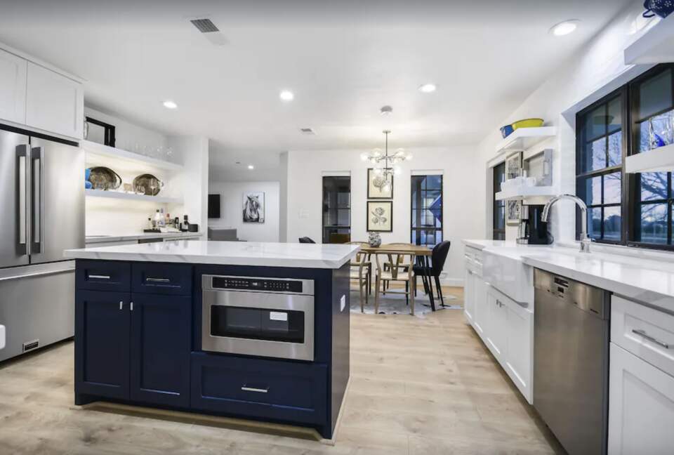 Stunning kitchen with granite countertops and island