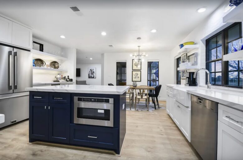 Stunning kitchen with granite countertops and island