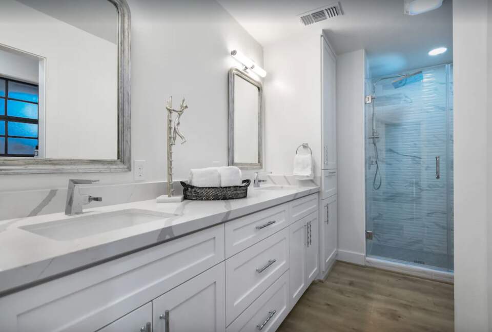 Spa-like master bathroom with tiled walk-in shower