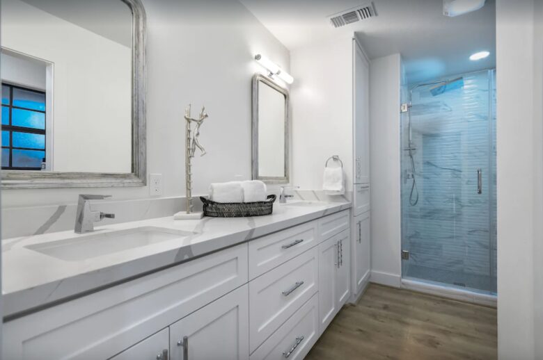 Spa-like master bathroom with tiled walk-in shower