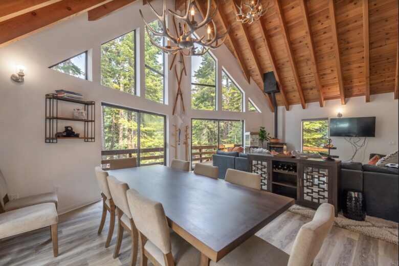 Home Exchange in Tahoma, CA, vaulted windows and ceilings