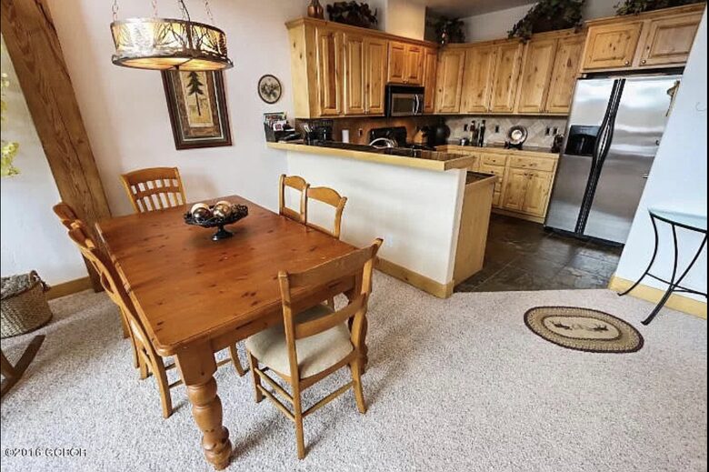 Open kitchen and dining area