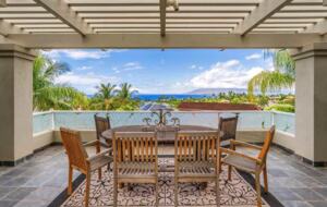 Outdoor dining area with ocean views
