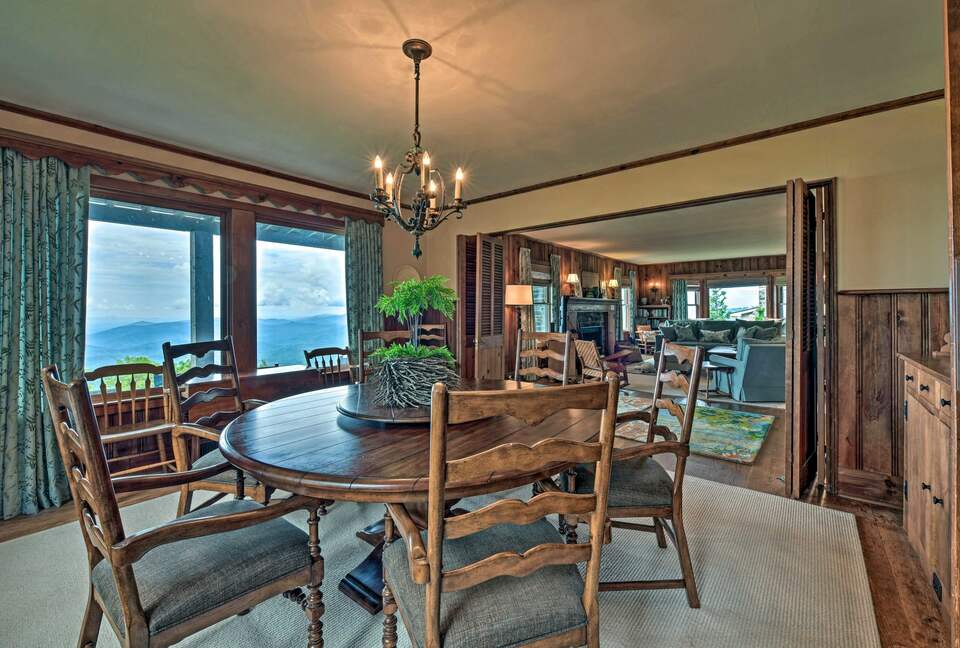 Dining room with mountain views
