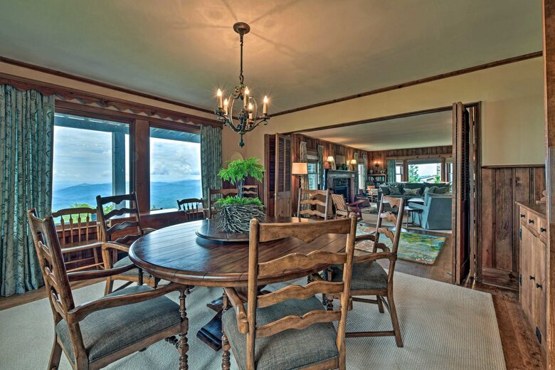 Dining room with mountain views