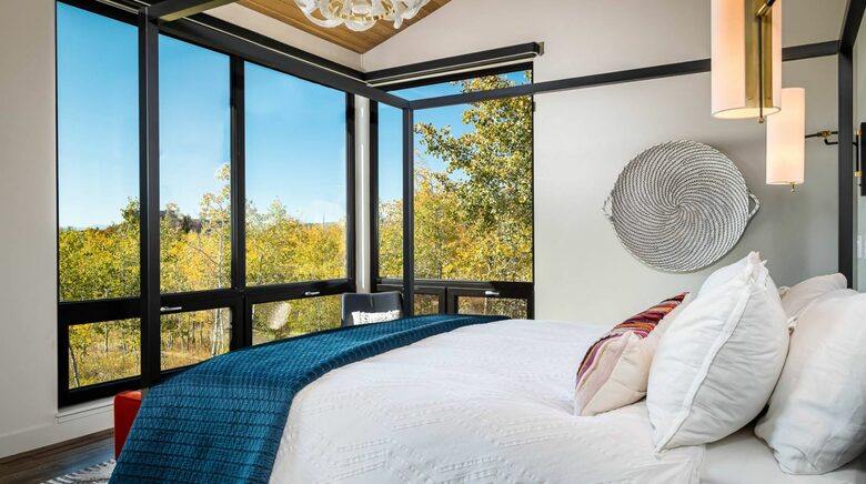 Master bedroom with mountain views