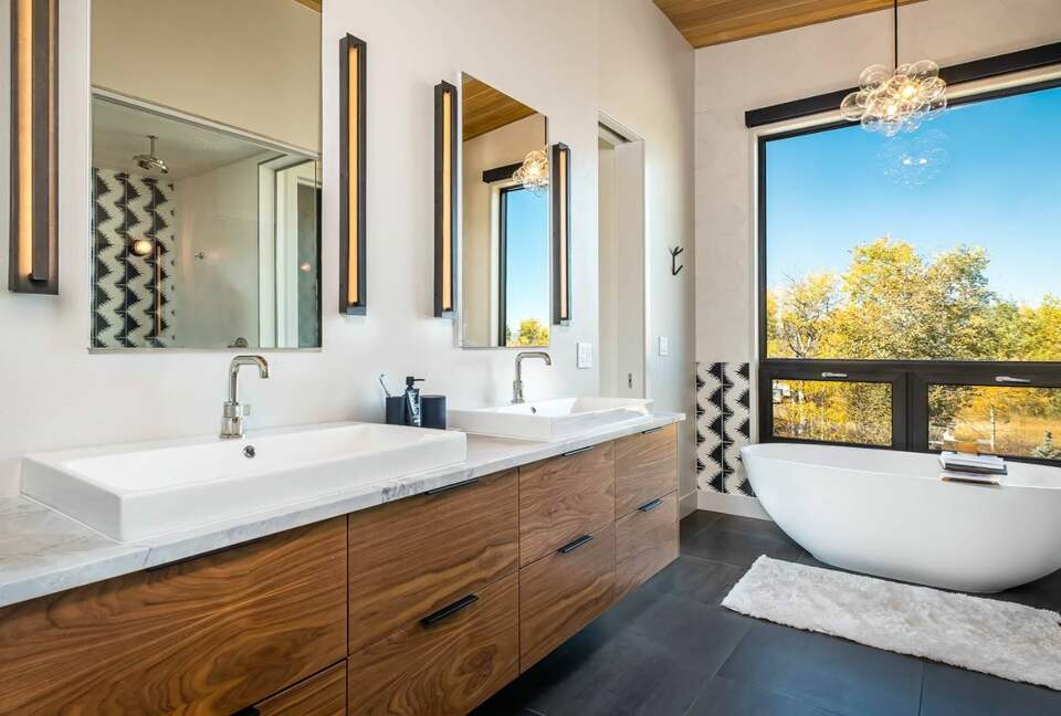 Master bathroom with views