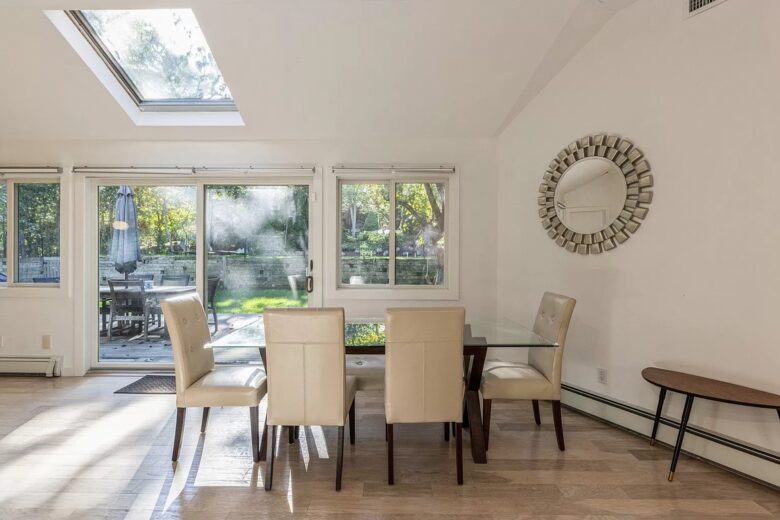 Home Exchange in Sag Harbor, NY dining room with skylight
