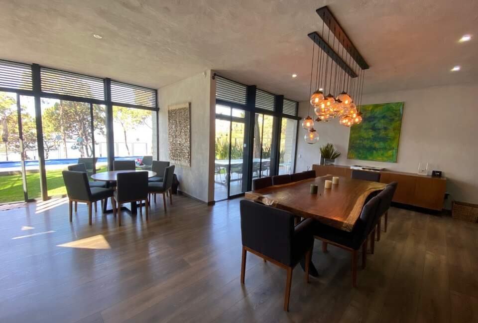 Open dining and living space