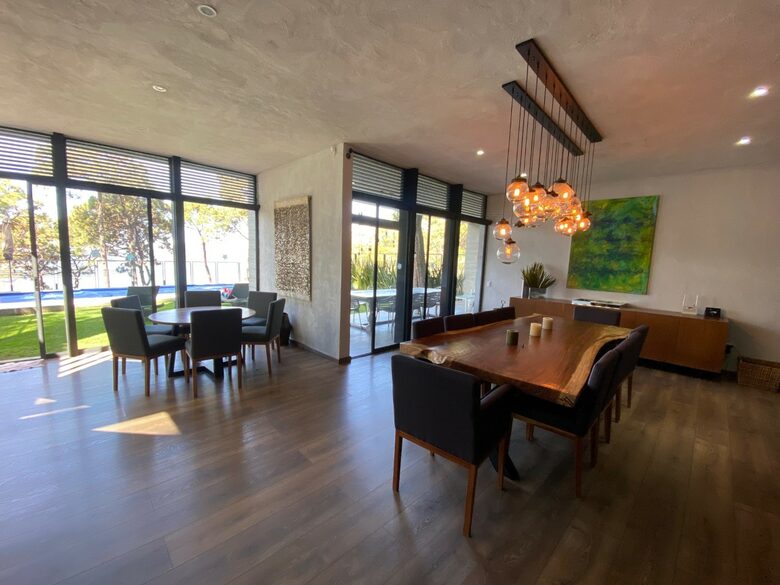 Open dining and living space