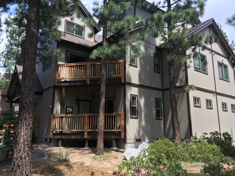 Front Entrance, dining room deck and second floor bedroom balcony