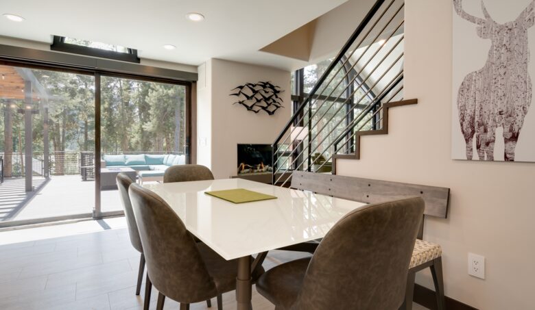 Breakfast table with forest views