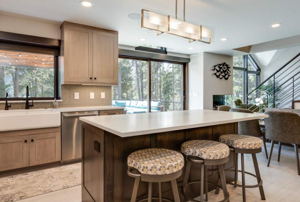 Chef's kitchen with eat-in island