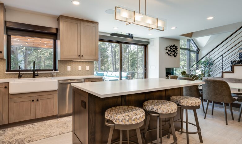 Chef's kitchen with eat-in island