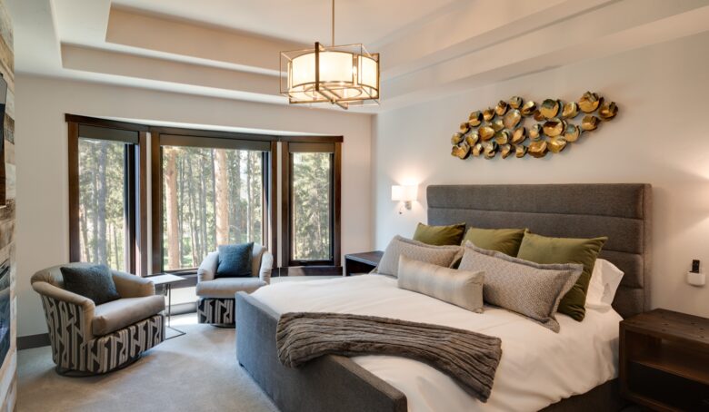 Master bedroom with forest views