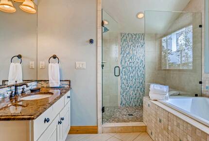 Home Exchange in Breckenridge, CO master bathroom with walk in shower