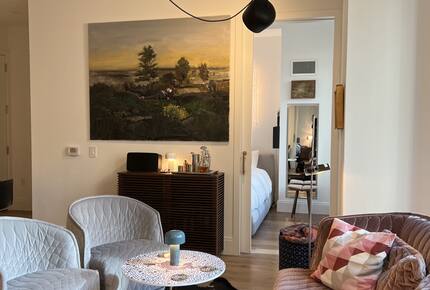 View from living room into guest bedroom