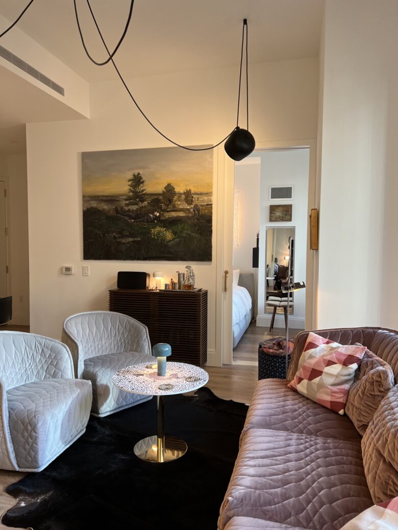 View from living room into guest bedroom