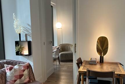 View from living room into master bedroom