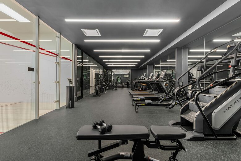 Gym with squash court