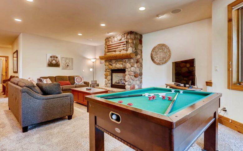 Lower level living room with pool table
