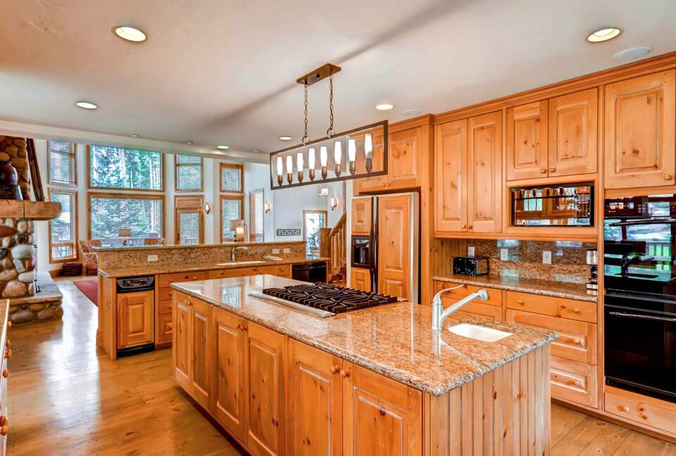 Chef's kitchen with granite countertops