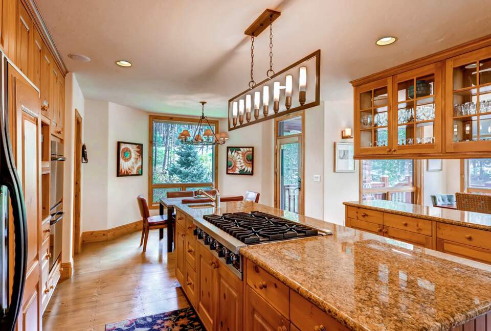 Chef's kitchen with granite countertops