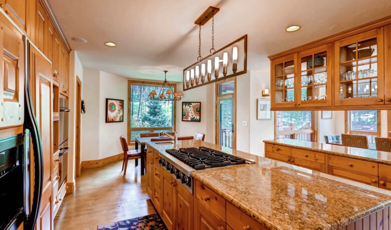 Chef's kitchen with granite countertops